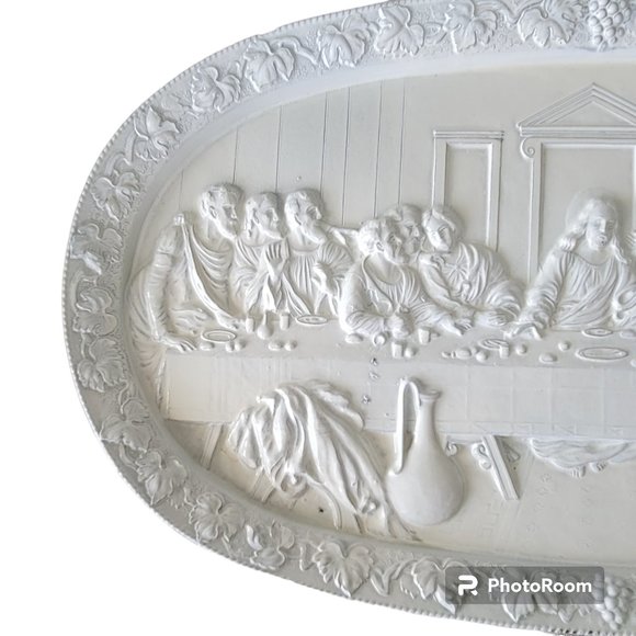 Vintage Ajax Last Supper Painted Brass Wall Hanging Easter Made in Japan - Picture 3 of 11